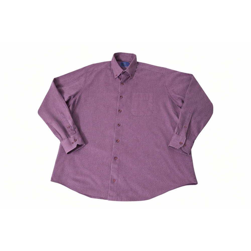 David Donahue Dress shirt Twill Men's 2XL Button Up Down Oxford Plum Button